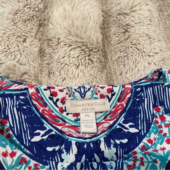 Charter‎ Club Costal Spring Blue Floral Bird Stretchy Sheath Dress - Picture 6 of 6